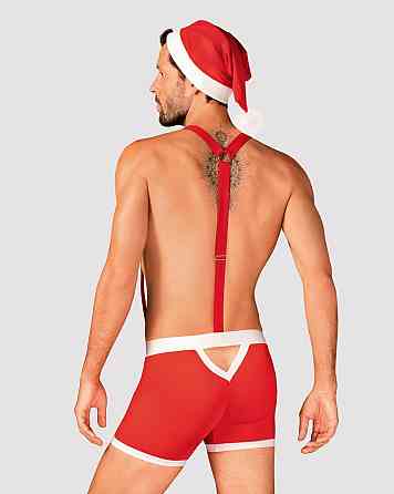 Мужской эротический костюм Санта-Клауса Obsessive Mr Claus S/M, боксеры на подтяжках, шапочка с помп Sex Aura Киев