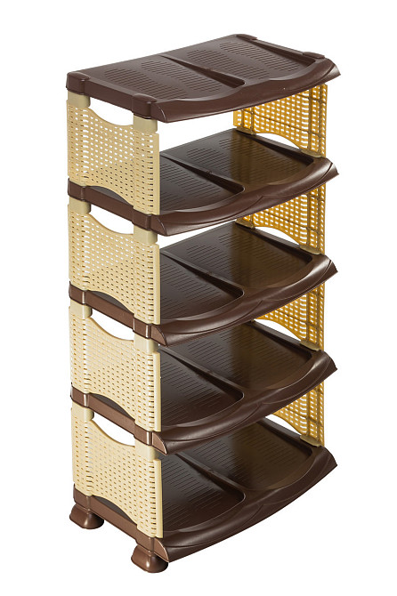 Обувная полка, ротанговая на 5 отделений бежево-коричневая R-plastic. Одесса - изображение 1