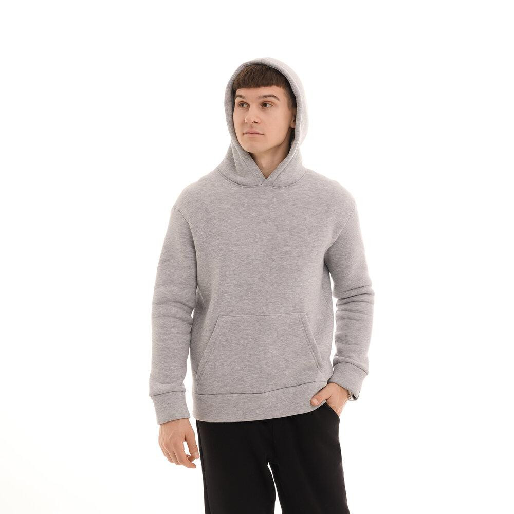 Тепле чоловіче худі на флісі з капюшоном сіре меланжеве Pobedov 008 ЗИМА Київ - фото 11