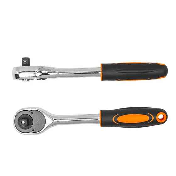 Трещотка реверсивная с резиновой ручкой 3/8