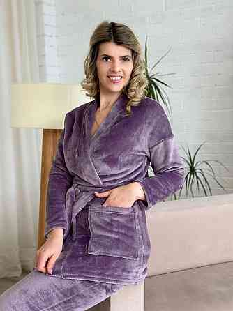 Домашній костюм з халатом "Nelly" оптом | Батал Ліловий, 54-56 Київ