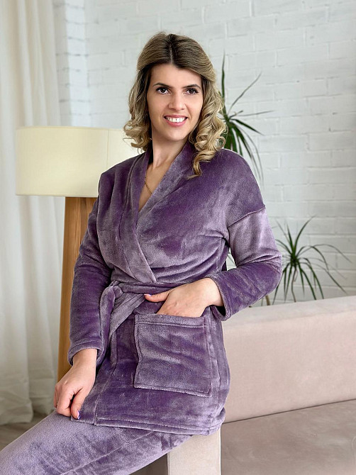 Домашній костюм з халатом "Nelly" оптом | Батал Ліловий, 54-56 Київ - фото 1