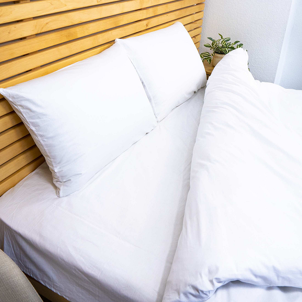 Комплект постільної білизни полуторний Сатин Гладкий 135 г/м2 YouStar (Білий) 2 х 50х70 Суми - фото 4