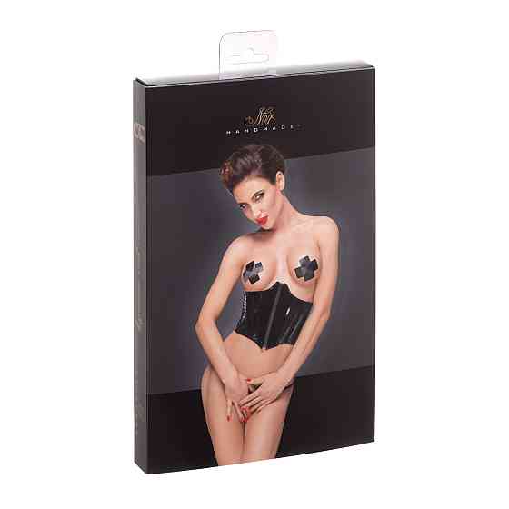 Корсет виниловый со шнуровкой Noir Handmade F193 на молнии, черный, L Sex Aura Киев