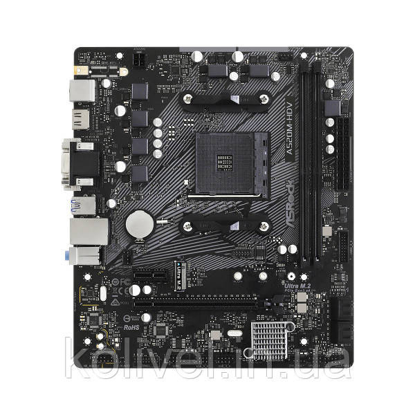ASRock A520M-HDV (AM4/A520, 2*DDR4, PCIex16, D-Sub/DVI-D/HDMI, 4xSATAІІІ, M.2, GLan, 8ch, mATX) (A520M-HDV) Київ - фото 2