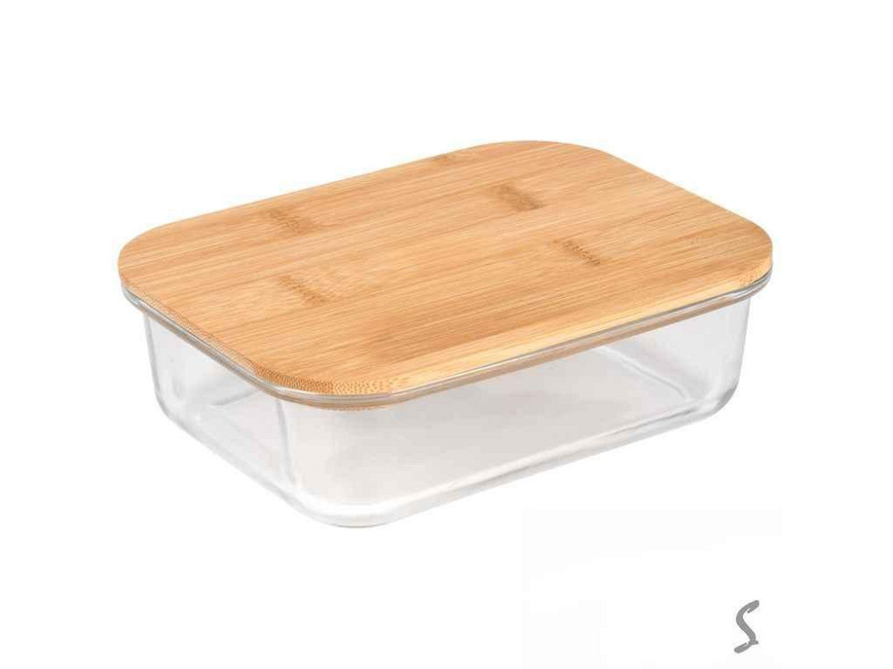 Контейнер 950мл скло з бамбуковою кришкою Rectangle 20х15х6,5см R36331-L ТМ STENSON Київ - фото 1