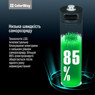 Акумулятор ColorWay AA USB-С 2220 mAh 1.5V (2шт) (Li-Polymer) (CW-UBAA-10) Вінниця - фото 6