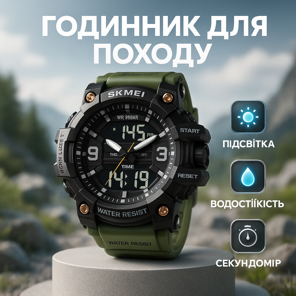 Спортивные часы мужские водонепроницаемы SKMEI 2222AG, Часы военной тематики для туризма DR-50 Львов - изображение 10