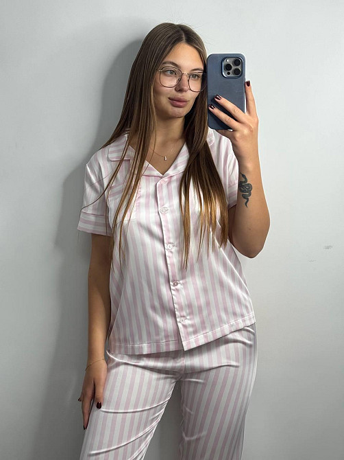 Женская пижама сатин Розовый M-L Харьков - изображение 1