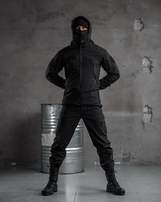 Тактичний костюм SoftShell Police black ВТ7623 Одеса - фото 11