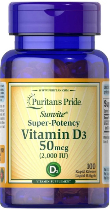 Витамин Д3 (хокальциферол) Purita's Pride Vitamin D3 2000 МЕ 100 капс Киев - изображение 1
