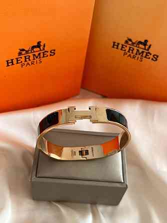 Браслет Hermes жёсткий | черная эмаль | напыление золото  |  напыление серебро 925 Одесса