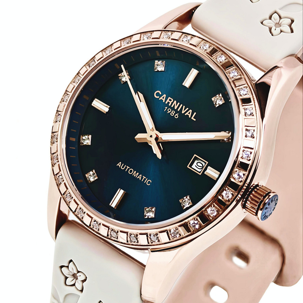 Годинник жіночий наручний механічний Carnival Maldives Beige Flower (2 ремінці) Вінниця - фото 11