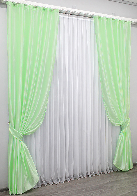 Комплект готових штор VR-Textil Атлас № 739ш Салатовий 100х270 см 2 шт (31-208) Київ - фото 3
