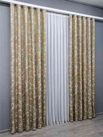 Комплект готовых штор VR-Textil Жаккард Allure № 1615ш Темно-бежевый 150х270 см 2 шт (33-0572) Киев