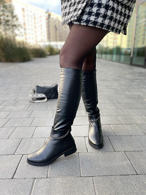 Nivelle Жіночі чоботи NIVELLE чорні натуральна шкіра зима євро-хутро висота 40см обхват гомілки Коломыя - изображение 1