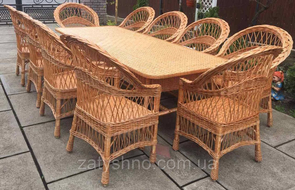 Мебель плетеная на 10 человек | мебель из лозы с креслами | мебель  натуральная с большим столом Киев - изображение 4