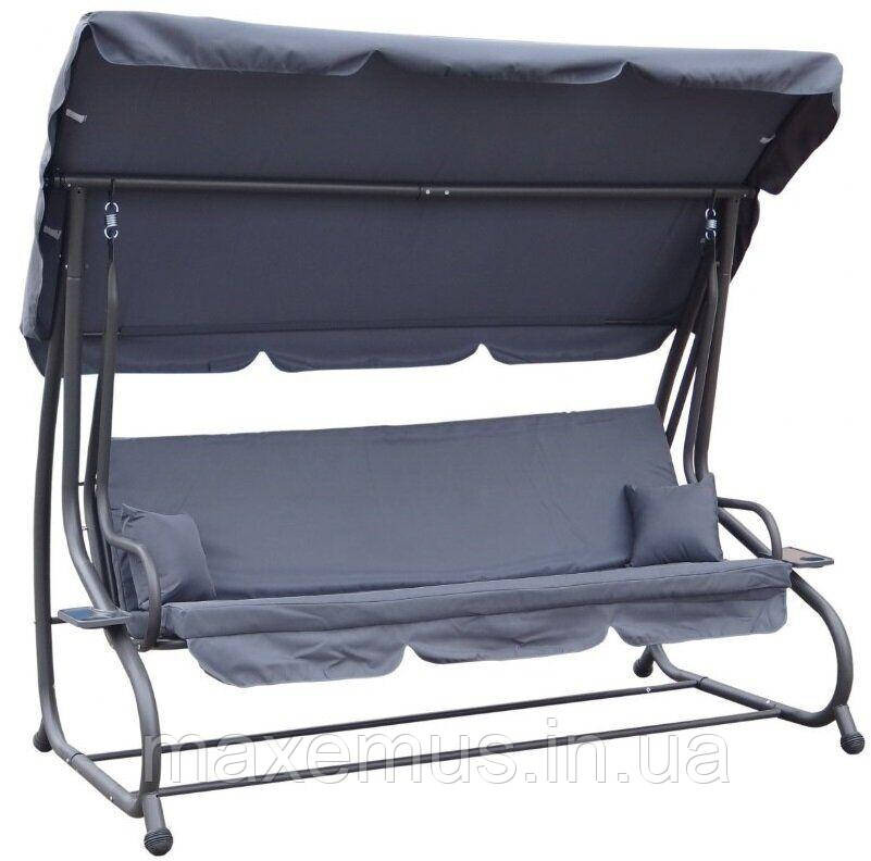 Садовые качели Bonro Garden четырехместная раскладная с навесом качели для сада и дачи серая Мостиська - фото 4