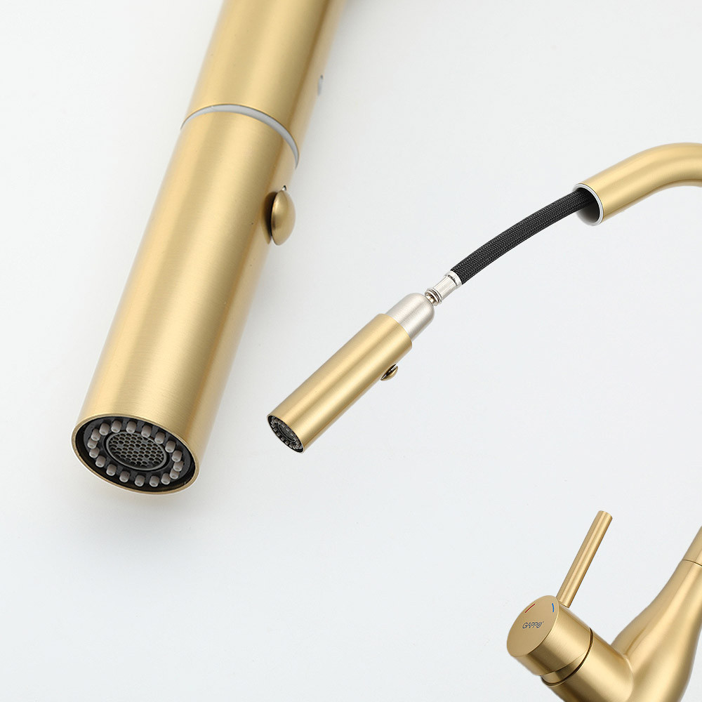 Змішувач для кухні GAPPO G4398-43 з висувним виливом, золото сатин Київ - фото 4