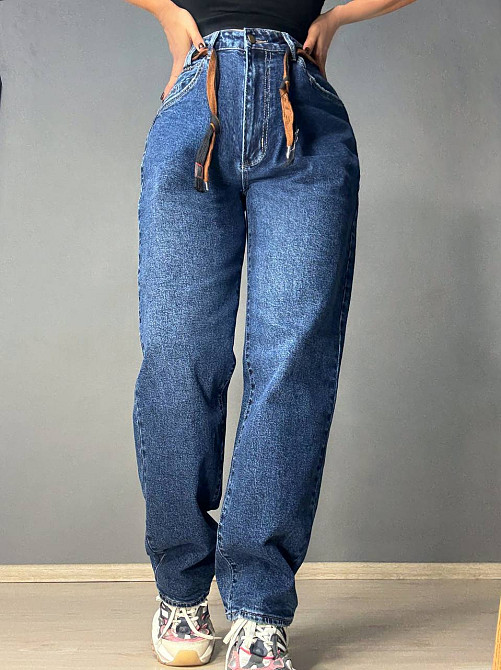 Джинсы женские Liana 478 skater jeans relax широкие с поясом синие, синий, З2, 32, 89 см, 114 см Киев - изображение 17