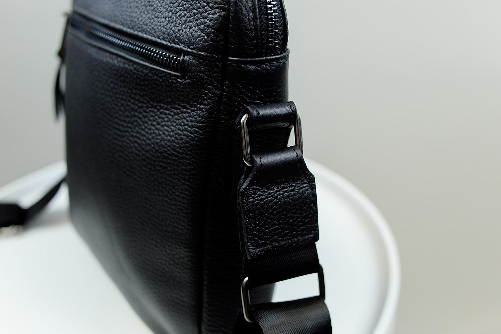 Сумка-мессенджер из натуральной кожи, сумка через плечо мужская SKILL Tablet (Черная) Сумы - изображение 6