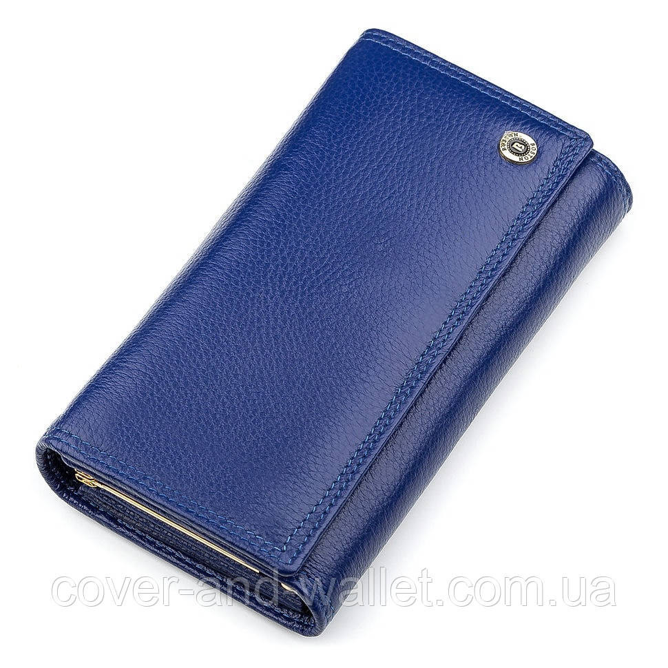 Классический кожаный женский кошелек синего цвета c дополнительным блоком Boston S9001B Киев - изображение 2
