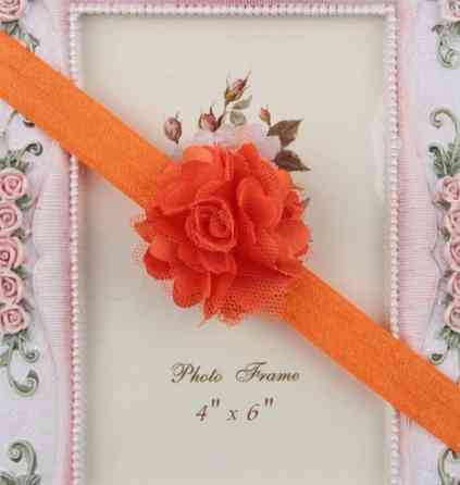 Детская повязка оранжевая с цветком - размер универсальный, цветок 5см Киев