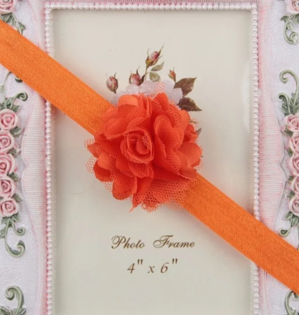 Детская повязка оранжевая с цветком - размер универсальный, цветок 5см Киев - изображение 1