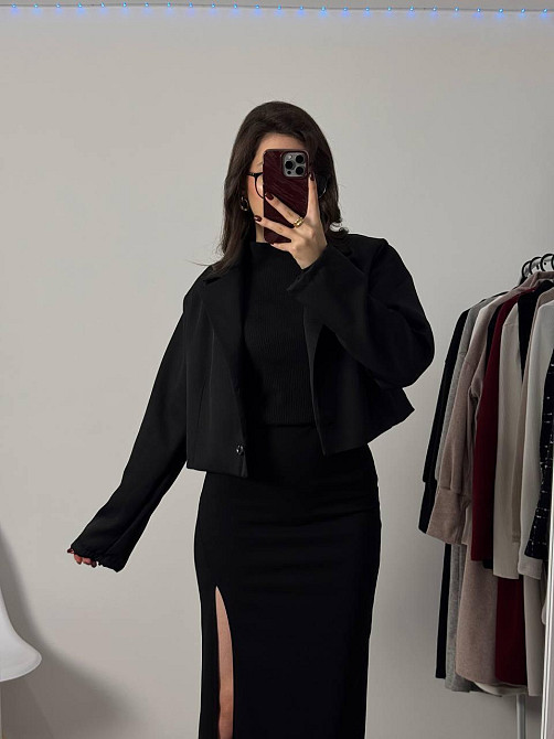 Жіночий базовий укорочений піджак із підкладкою та плічками турецька костюмка 46/48 Одеса - фото 5