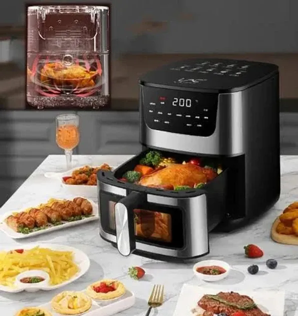 Аэрогриль аэрофритюрница универсальная  мультипечь для готовки без масла Rainberg RB-2268 8л 4200W, чаша 3л Одесса - изображение 1