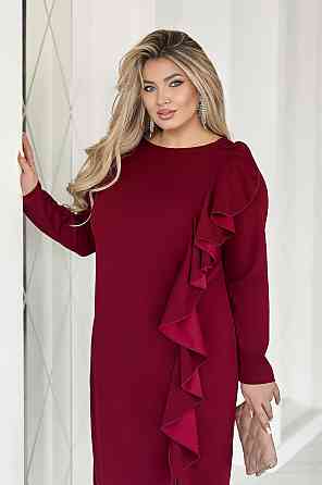 Приталене мідіплаття з воланом "Aiza" Норма та батал Марсала, 46-48 Київ