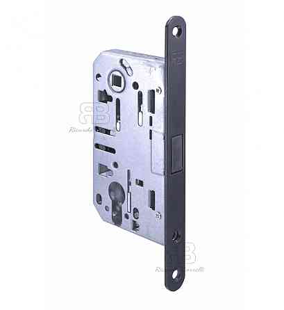 Замок магнітний для міжкімнатних дверей під циліндр Ricardo Borelli EN 85 мм з відповідною планкою MB матовий чорний Київ