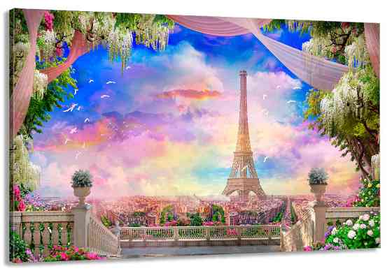 Картина полотно у вітальню / спальню   Казковий Париж  MLP_278 ( 60х30см ) 60x100 см Київ