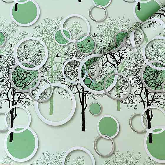 Пленка на самоклейке на бумажной основе 0,45х10м х 0,07мм Чёрные и зелёные деревья SW-00002440 Днепр