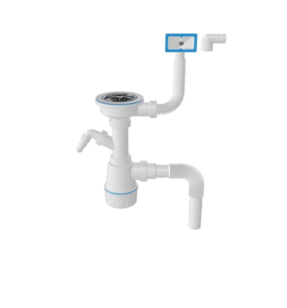 Сифон для євромийки з переливом, випуск 3 1/2, гофра O40/50 NOVA Харків