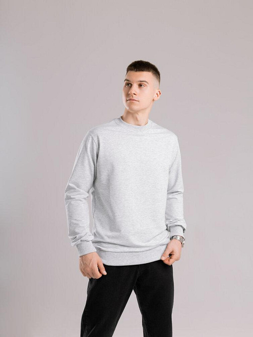 Світшот чоловічий однотонний сірий меланж Pobedov 001 Київ - фото 1