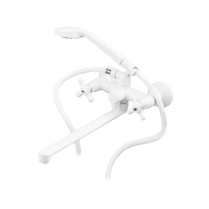 Смеситель для ванны Plamix Pablo -140 EURO SET белый с душевым шлангом и лейкой (PM0670) Харьков - изображение 1