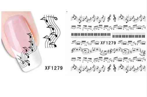 Слайдери для нігтів "Музыкльные" - розмір стікера 6*5см, інструкція по застосуванню є в описі товару Київ