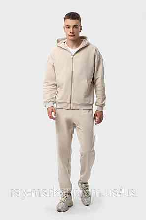 Костюм мужской худи на молнии и брюки бежевый RAY PREMIUM LOOSE U0809 (U0809M-Cream) XXL Киев