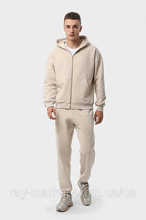 Костюм мужской худи на молнии и брюки бежевый RAY PREMIUM LOOSE U0809 (U0809M-Cream) XXL Киев - изображение 1