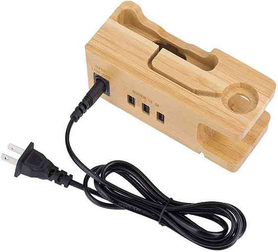 USB зарядная станция из бамбукового дерева AICase 3 порта USB концентратор 3.0 для iPhone и для Apple Watch Днепр