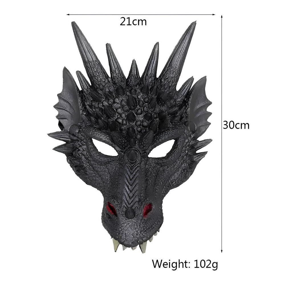 Черная маска дракона RESTEQ из полиуретановой пены, универсальная маска Dragon для взрослых и детей Киев - изображение 3