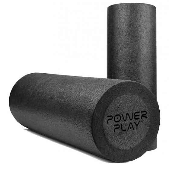 Масажний ролик (роллер) гладкий PowerPlay 4021 Fitness Roller Чорний (45x15см.) Каменское