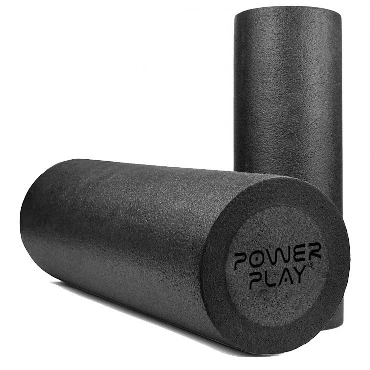 Масажний ролик (роллер) гладкий PowerPlay 4021 Fitness Roller Чорний (45x15см.) Каменское - изображение 1