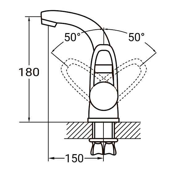AQUATICA Смеситель HL Ø35 для раковины гусак изогнутый на гайке AQUATICA HL-1A230C (9734000) Коломыя