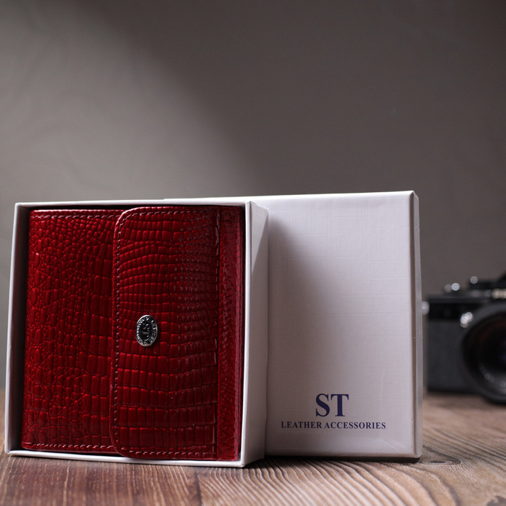 Фактурний жіночий гаманець із натуральної шкіри ST Leather 22705 Червоний Київ - фото 10