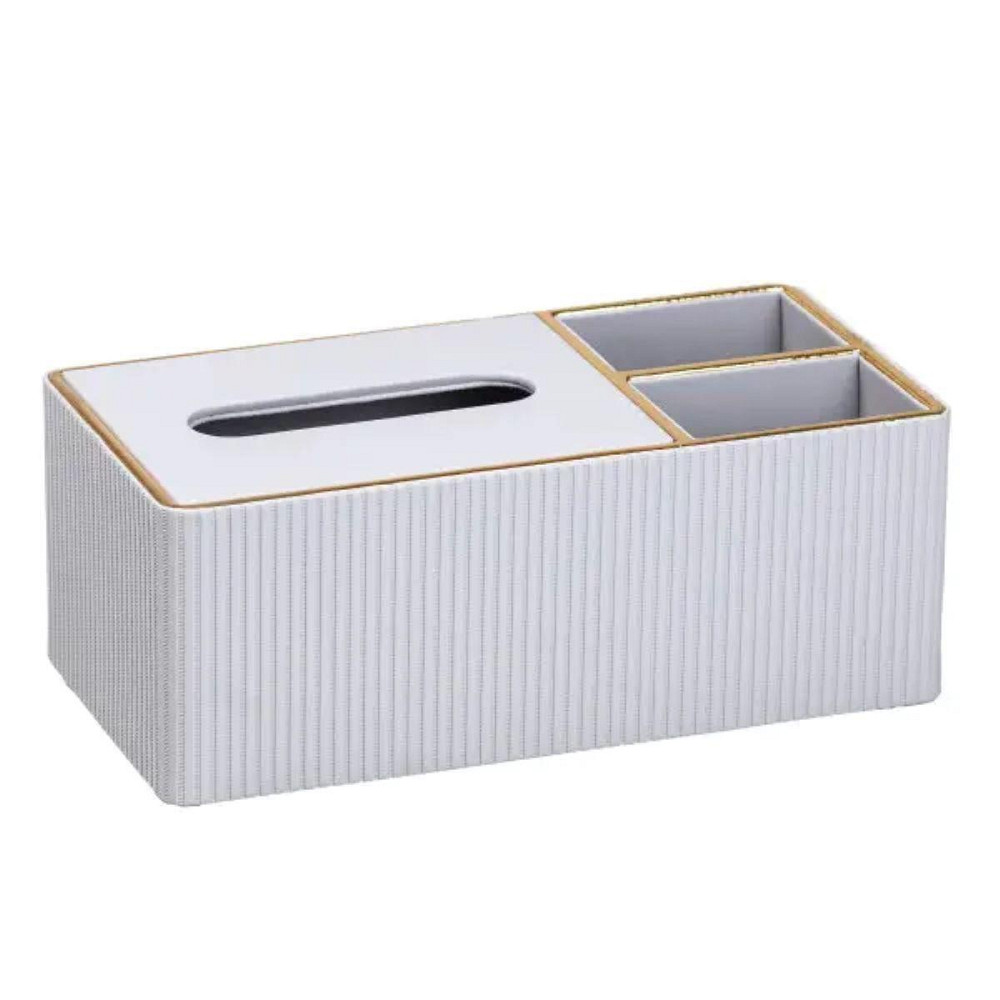 Салфетница-органайзер из эко-кожи 3 отделения 27*14*10 см Белый HP9128 Киев - изображение 5
