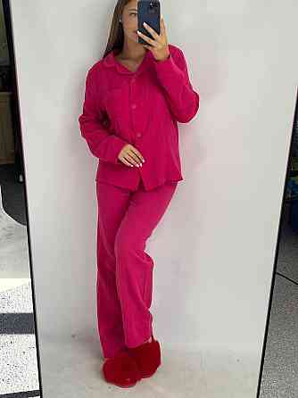 Женский комплект из натуральной ткани Без узоров и принтов, Малиновый, M-L Харьков