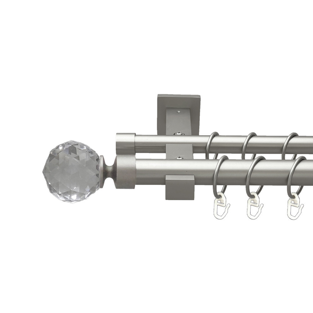 Карниз Orvit Люміера металевий дворядний техно гладка труба кільце металеве Сатин 25\19 мм 300 см (00-00026404) Львів - фото 1