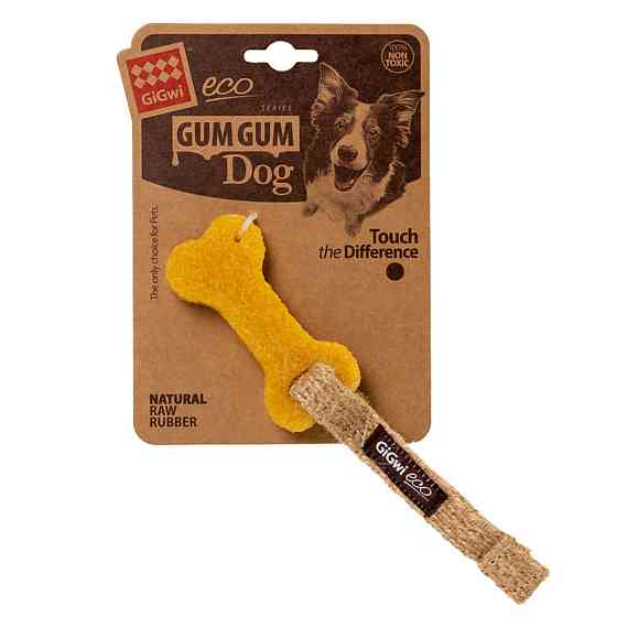 Игрушка для собак Маленькая кость GiGwi Gum Gum, экорезина, джут, 9 см Киев
